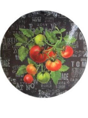 CounterArt Lazy Susan Tomatoes 13" Tempered Glass Server or Kitchen Cabinet Use
